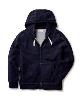 The Apres Zip Hoodie in Rinsed Indigo Terry