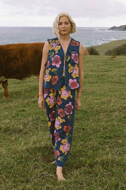 Floral Denim Disco Pant