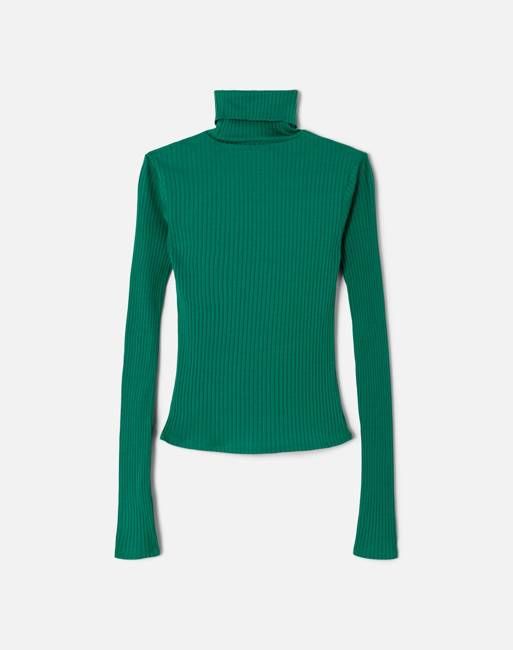 Ribbed Turtleneck - Grass Green