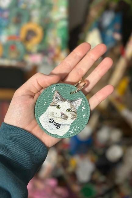 Pet Portrait Hand Painted Key Ring