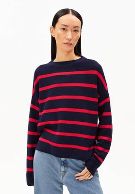 MERINAA STRIPES | tinted navy-candy apple