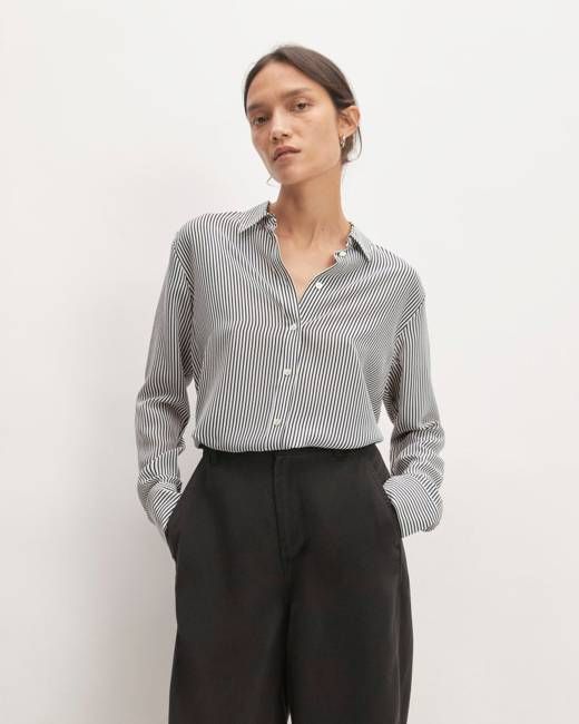 The Must-Have Shirt in Washable Silk | Black / White