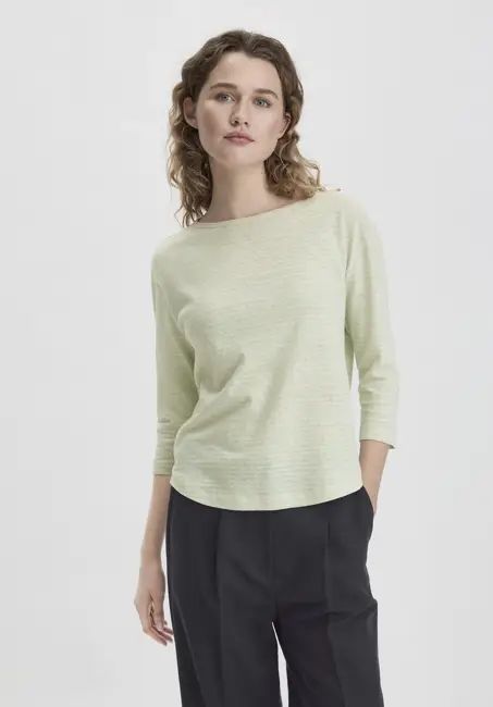 Striped long-sleeve relaxed shirt made of linen and organic cotton