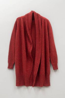 The Kent Donegal Merino Wool Cardigan in Brick Red