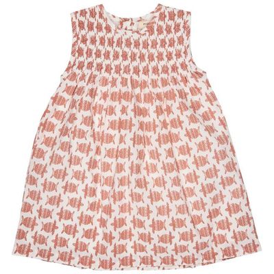 Sleeveless Smock Dress - Turtles, Orange