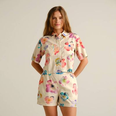 DEDICATED - Shirt Grundvik Flower Cut Egg White