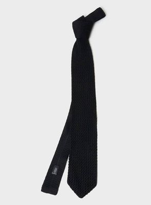 Recycled Wool Knit Navy Tie