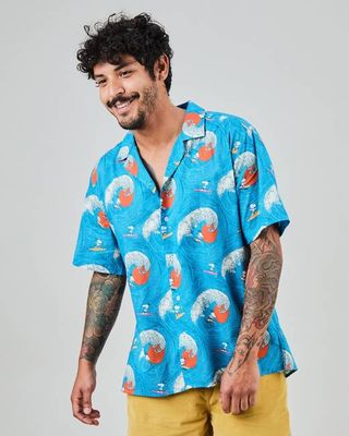 Peanuts Surf Aloha Hemd Blau