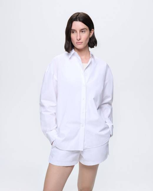 Womens Cotton Overshirt—Off-White