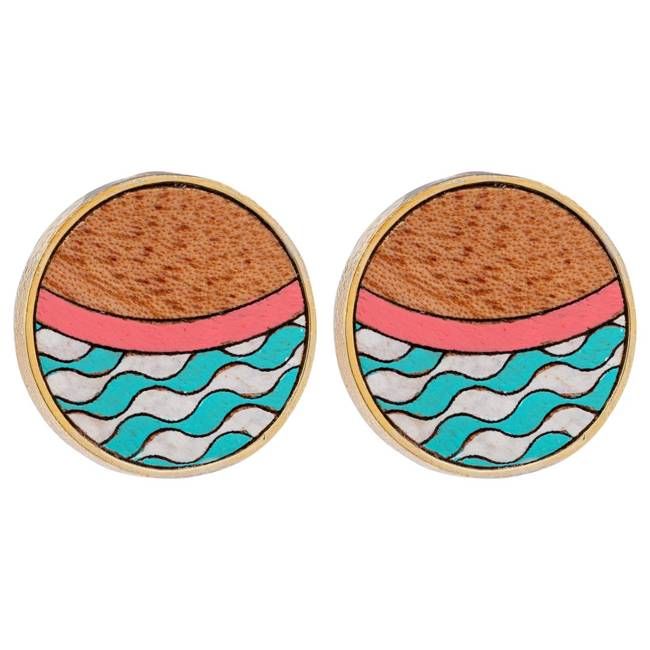 Island Recycled Wood Gold Earrings