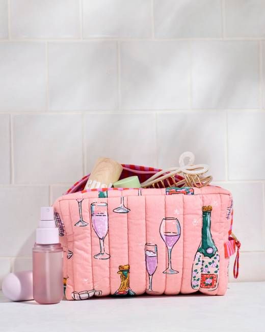 Champagne Tower - Quilted Pouch - Peach Fizz