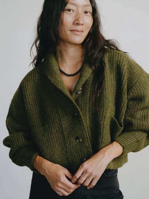 Sloan Cardigan, Alpaca Blend, Olive