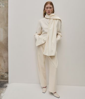 Curved Denim Pant | Ecru