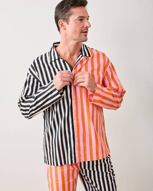 Showtime Stripes - Men's Long PJ Set - Skeleton Candy