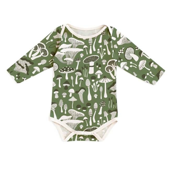 Long Sleeve Snapsuit - Fungi Green