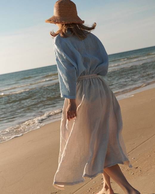 Shaina - Linen Skirt in Beige