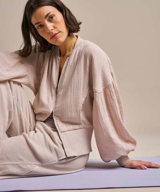 Breathable Cotton Gauze Bomber Jacket