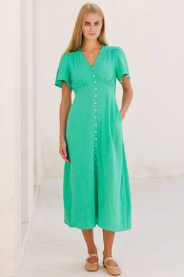 Tessa Organic Cotton Cheesecloth Dress | Green