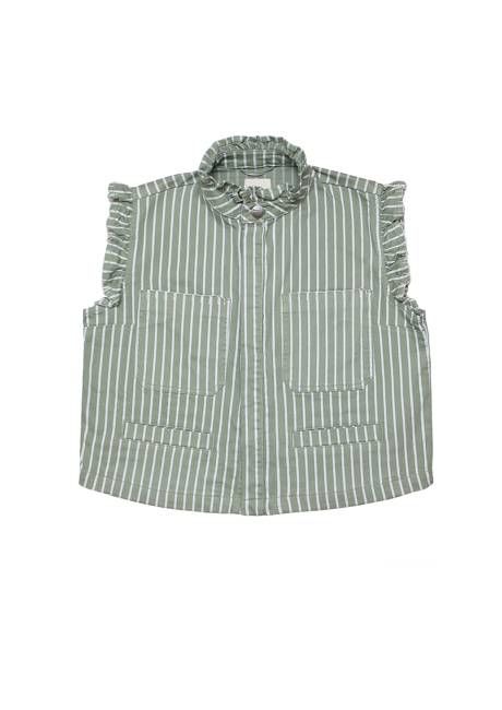 Pablo Denim Vest in Moss Wide Stripe