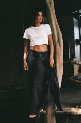 Coast Fitted Crop Shirt - White Cotton Jersey