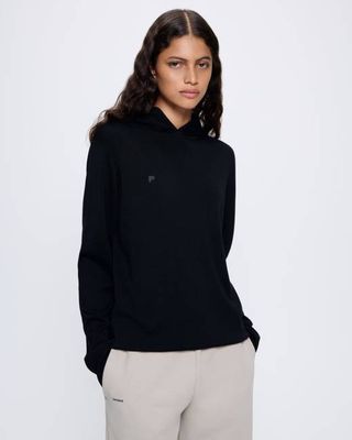 Archive Womens Regenerative Merino Wool Hoodie—black