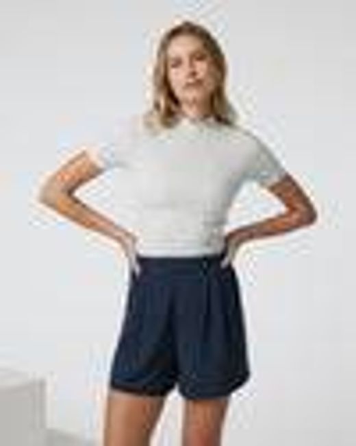 Short Sleeve Pose Mock Neck | White Heather Grey | Vuori