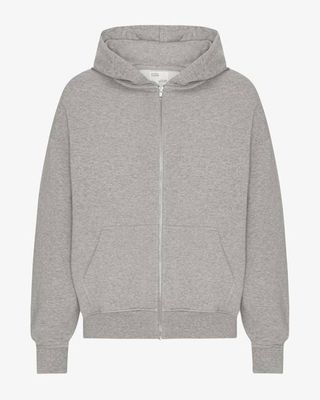 Organic Oversized Zip Hood - Heather Grey