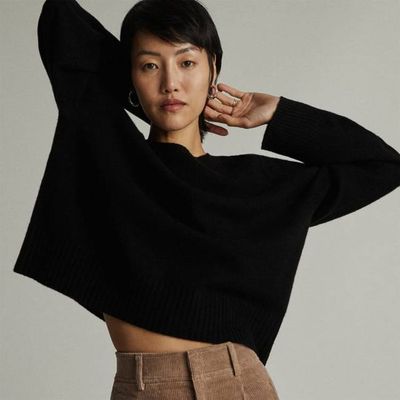 The Cashmere Boxy Crew | Black