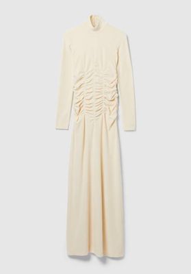 High Neck Ruche Velvet Dress