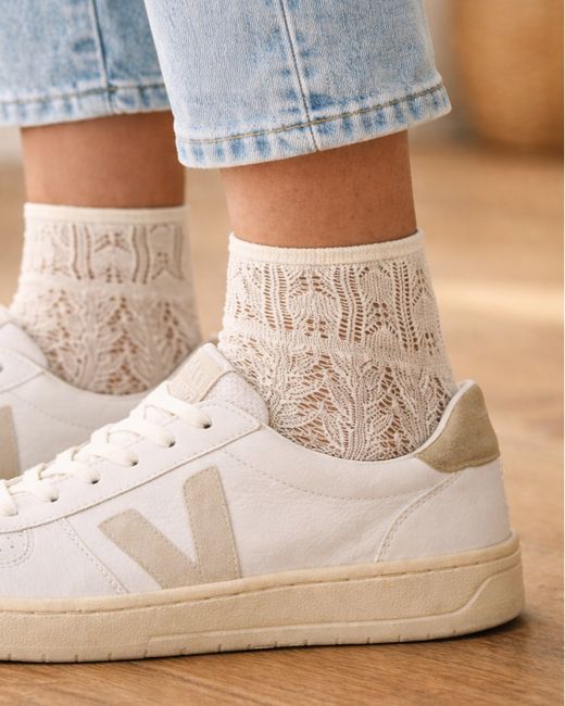 Chaussettes recyclées en crochet ivoire