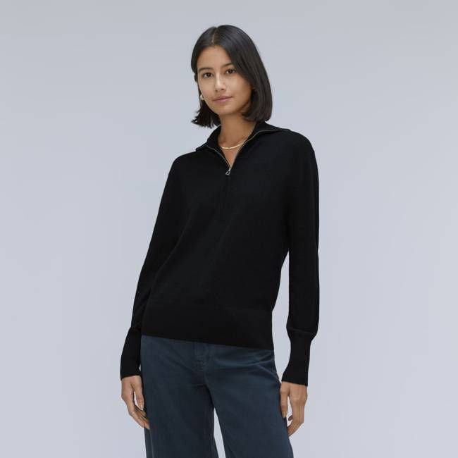 The Luxe Merino Half-Zip Sweater | Black