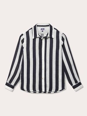 Kids Navy Candy Stripe Abaco Linen Shirt