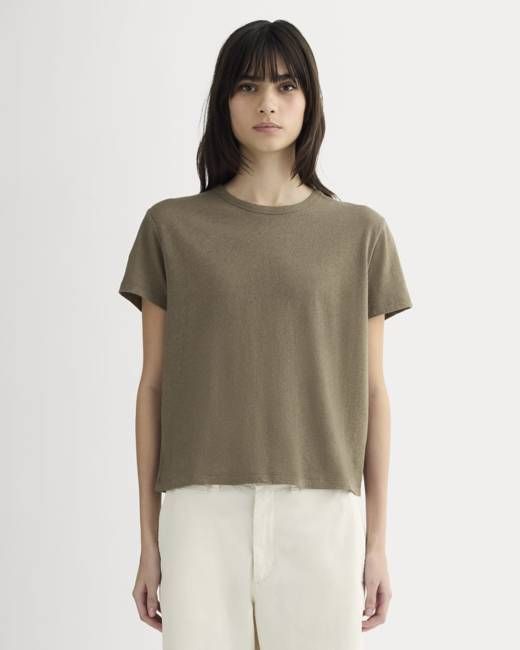 The Box-Cut Tee in Cotton Linen | Deep Taupe