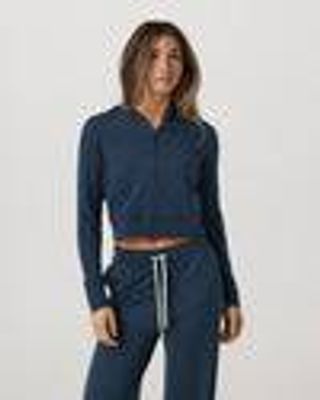 Women's Halo Mini Full Zip Hoodie | Blue Coast Heather | Vuori