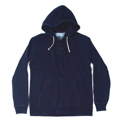 Indigo 3 Button Hooded Sweatshirt