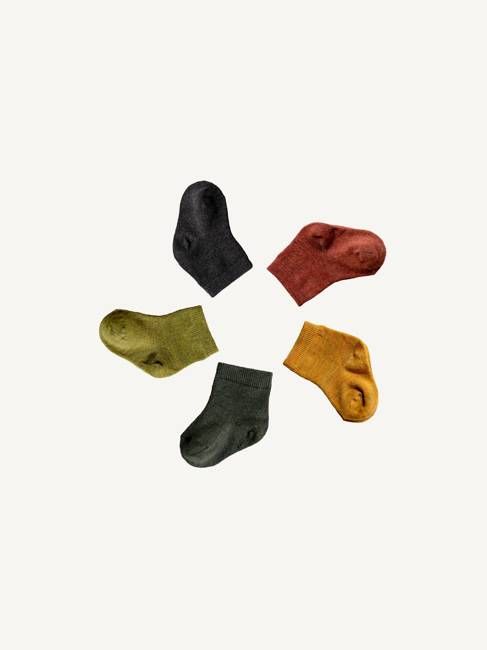 Merino Infant Nature Socks 5 pack Harakeke