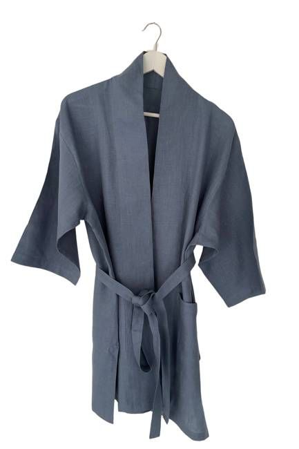 NEW! Linen Belted Overlay Blue Slate