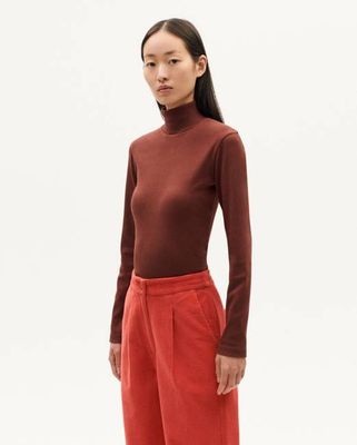 Brown organic cotton rib Aine top