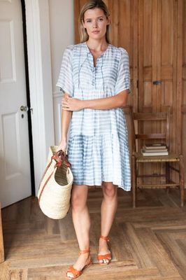 Isla Dress 2 - Seaglass Stripe Silk