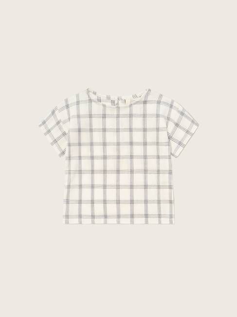 Navy Window Check Boxy T-Shirt