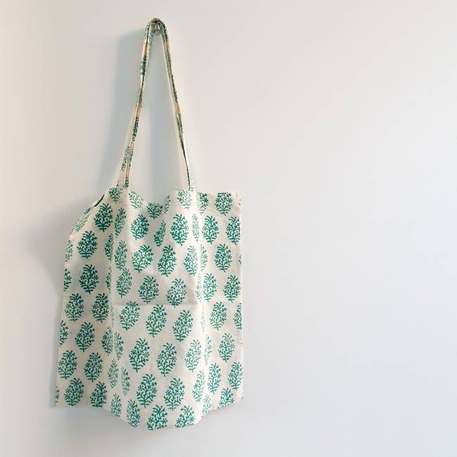 XL block print tote bag