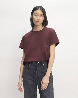 The Box-Cut Tee in Essential Cotton | Burgundy | No Pocket