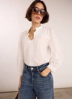 Karenina Organic Cotton Broderie Detail Blouse