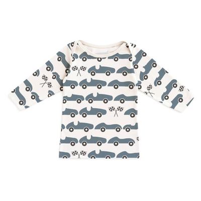 Long-Sleeve Lap Tee - Race Cars Slate Blue