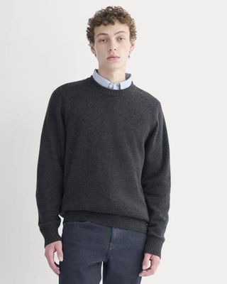 Midweight Cashmere Crew | Heathered Black