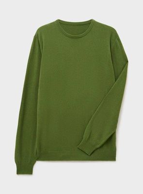 Recycled Italian Wool Knit Green Crew neck