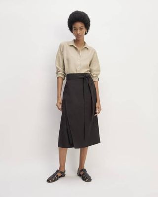 The Linen Wrap Skirt | Black