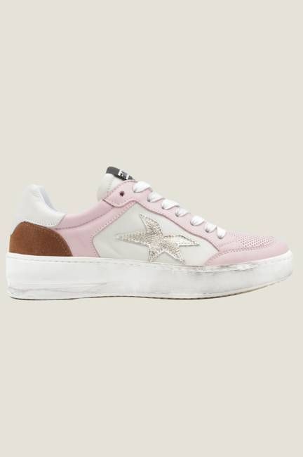 Vintage Effect Star Trainers | Pink/White