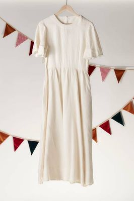 Maxi Butterfly Sleeve Dress, Milky White
