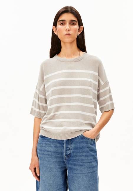 STRIPE LINEN BLEND SWEATER | sand stone-undyed